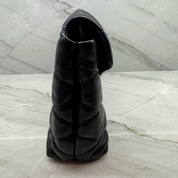 Saint Laurent Sade Puffer Quilted Large Black Leather Clutch - Picture 8 of 11